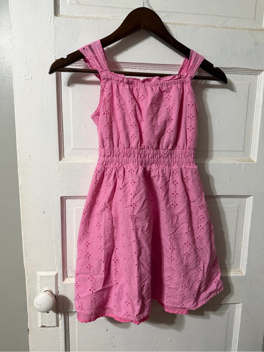Paisley Love Pink Eyelet Embroidered Smocked Waist Sundress Size 10